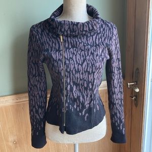 Carmen Marc Valvo black & gray wool blend sweater jacket